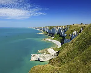 Steep Cliff Face Europe Drucke: View of the chalk cliffs of the alabaster coast
