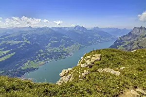 Switzerland Mountain View Drucke: View from Chaserrugg to Walensee