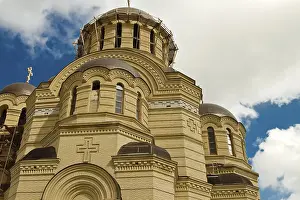 Exterior View Of A Sacral Building Drucke: View of the construction of the temple of St