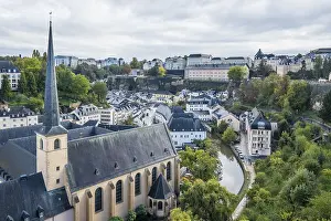 Drucke von Blick vom Corniche-Promenad, das schönste Balkon in Europa zum Grund, Abtei Neumünster und Festung Luxemburg mit den Buckelcasematten Luxemburg Drucke: Blick vom Corniche-Promenadenweg