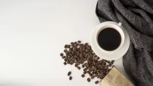 Coffee Cup Drucke: Top view cup coffee with copy space2