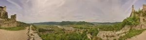 Lower Austria Tourist Attraction Drucke: View from Durnstein castle in spring