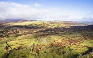 Granite Rock Formations UK Drucke: View over Emsworthy Mire from a drone