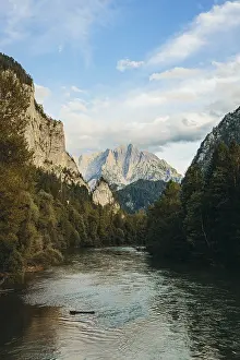 Styria Austria Drucke: View of the Enns, Odstein in the background