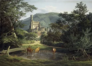 Hesse Landmarks Drucke: View of Eppstein Castle in the Taunus around 1830
