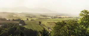 Japanese Countryside Scenery Drucke: View of the farm from the top of a mountain