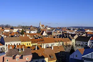 Historic European Townscape Drucke: View from the fire tower over the old town