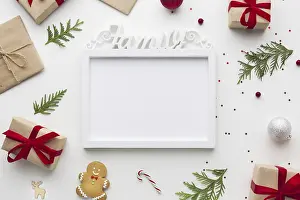 Glamour Photography Drucke: Top view frame on a table with mock up