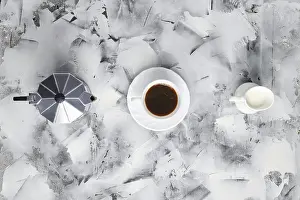 Top View Coffee Drucke: Top view of geyzsr coffee maker