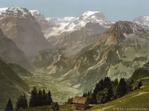 Swiss Mountainous Region Drucke: View of the Glarus Alps, Selbsanft