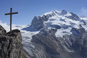 Zermatt Switzerland Drucke: View from the Gornergrat on the Monte Rosa mountain range