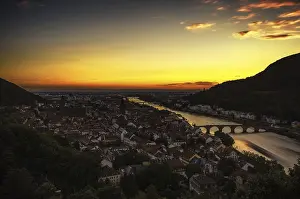 German Landmark Photography Drucke: View of Heidelberg during sunset