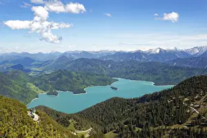 Southern Germany Aerials Drucke: View from the Heimgarten to the Walchensee