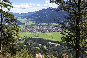 Bavaria Germany View Drucke: View of the Illertal valley and Oberstdorf