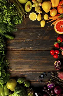 Agri Products Drucke: Top view of large amount of various vegetables