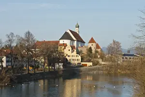Central Europe Religious Landmarks Drucke: View across the Lech River to the Franciscan Monastery