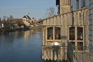 Bavarian Architecture Images Drucke: View across the Lech River to the Franciscan Monastery