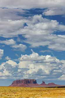 Desert Erosion Landscape Drucke: View of Monument Valley, cloudy sky