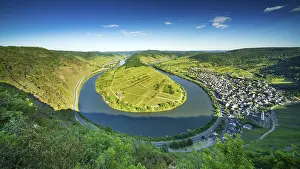 Moselle Valley View Drucke: View of the Moselle loop, Bremm