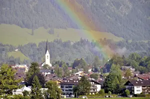 Southern Germany Scenic View Drucke: View over Oberstdorf with rainbow