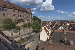 German Federal Republic Attraction Drucke: View of the Old Town, Kaiserburg Castle on the left