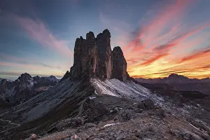 Sexten Dolomites Italy Drucke: View from the Patternsattel to the Three Peaks