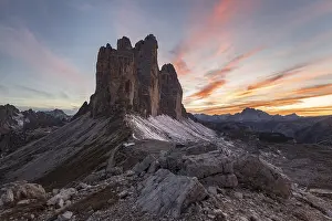 Dolomites View Drucke: View from the Patternsattel to the Three Peaks