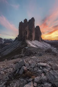 Sexten Dolomites Italy Drucke: View from the Patternsattel to the Three Peaks