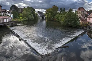 Bavaria River View Drucke: View of the Pegnitz with the river weir