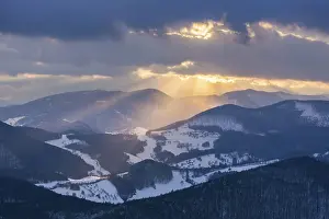 Austrian National Park Drucke: View from Peilstein at sunset, Schwarzensee