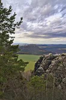 Panoramic Image Of Germany Drucke: View from the Pfaffenstein. Forests