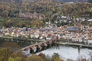 Historic Centre Europe Drucke: View from Philsophenweg to Neckar