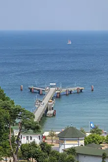 German Federal Republic Viewpoints Drucke: View of the pier from the vantage point