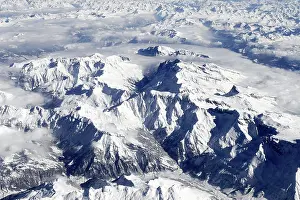 High Mountain Range View Drucke: View from a plane, Alps