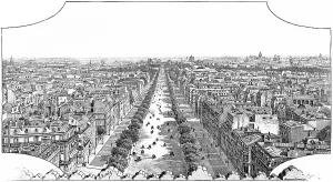 Uninhabited Tourist Attraction Drucke: View from the platform of the Arc de Triomphe