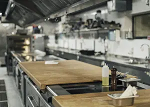 Appetizing Food Photos Drucke: Front view professional kitchen