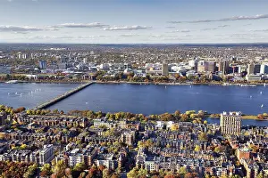 Boston Autumn View Drucke: View from Prudential Tower to Back Bay