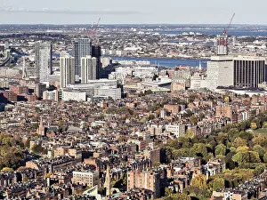United States Urban Landscape Drucke: View from Prudential Tower to downtown