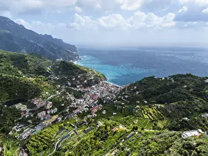 UNESCO World Heritage Site Aerials Drucke: View from Ravello from a drone