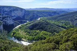 Eroded Landscape Drucke: View of the river bends, Ardeche