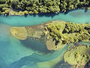 Uninhabited Valley Scenery Drucke: Top view of the river Klon