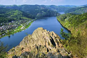 River Saale Germany Drucke: View of the river Saale from the Bockfelsen