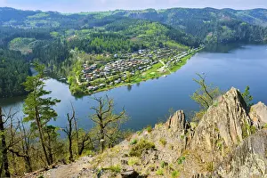 Deserted German Riverbank Drucke: View of the river Saale from the Bockfelsen