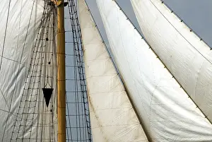 Northern Germany Boat Trip Drucke: Detail view of the sails and rigging of a tall ship