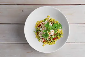 Top View Of Salad Drucke: Top view of salad with corn, pepper