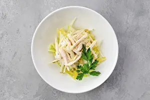 Top View Of Salad Drucke: Top view of salad with ham, apple