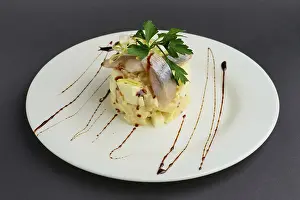 Top View Of Salad Drucke: Top view of salad with herring