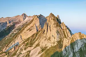 Deserted Swiss Mountains Drucke: View to Santis and mountains in Alpstein range