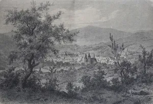 German Village Landscape Drucke: View of Schmalkalden in 1880, Thuringia