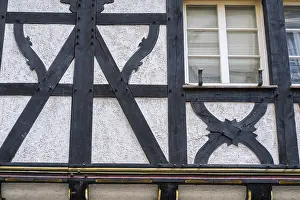 European Historic Quarter Image Drucke: View of a sectione of a half-timered house with window and half-timbering